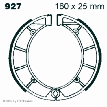 Preview: EBC Premium Bremsbacken Water Grooved für Moto Morini 350 Kanguro Hinterachse - 927G