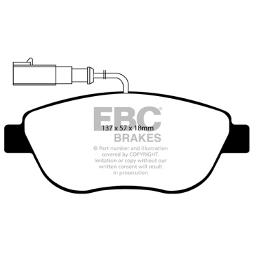 Preview: EBC Yellowstuff Bremsbeläge DP41338/2R für Abarth 500C / 595C 312_ 1.4 hinten