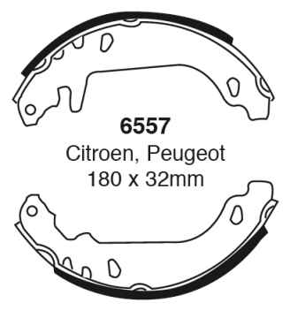 Preview: EBC Premium Bremsbacken 6557 für Peugeot 306 7A, 7C, N3, N5 1.6 hinten