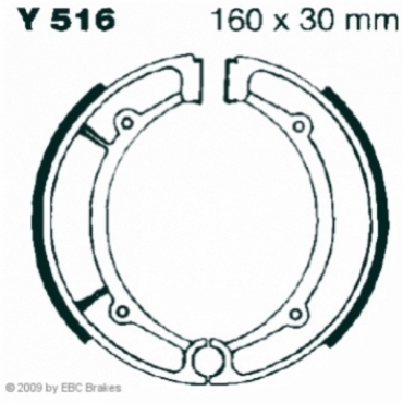 Preview: EBC Premium Bremsbacken Water Grooved für Yamaha YFM 400 FAR/FAS Kodiak Auto Hinterachse - Y516G
