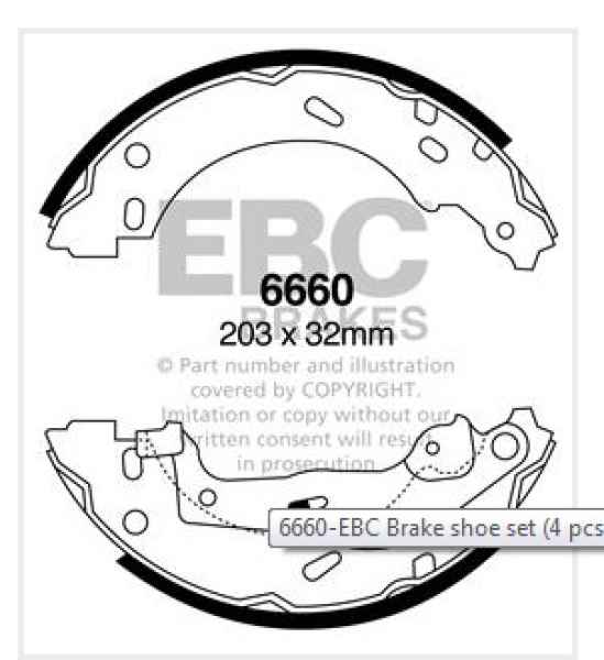 EBC Premium Bremsbacken 6660 für Smart Fortwo 2  1.0 hinten